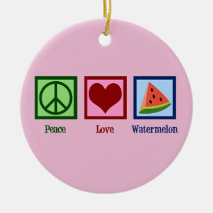 Peace Love Watermelon Ceramic Tree Decoration
