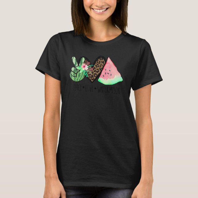 Peace Love Watermelon Summer For Women Teen Girls T-Shirt (Front)