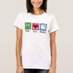 Peace Love Weather T-Shirt<br><div class="desc">A peace sign,  heart,  and an umbrella for meteorology. A cute meteorologist gift.</div>