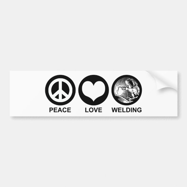 Peace Love Welding Bumper Sticker (Front)