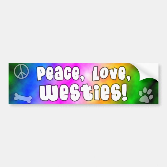 Peace Love Westies Bumper Sticker (Front)