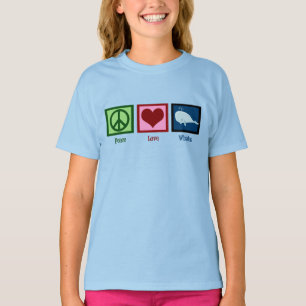 Peace Love Whales Blue Girl's T-Shirt