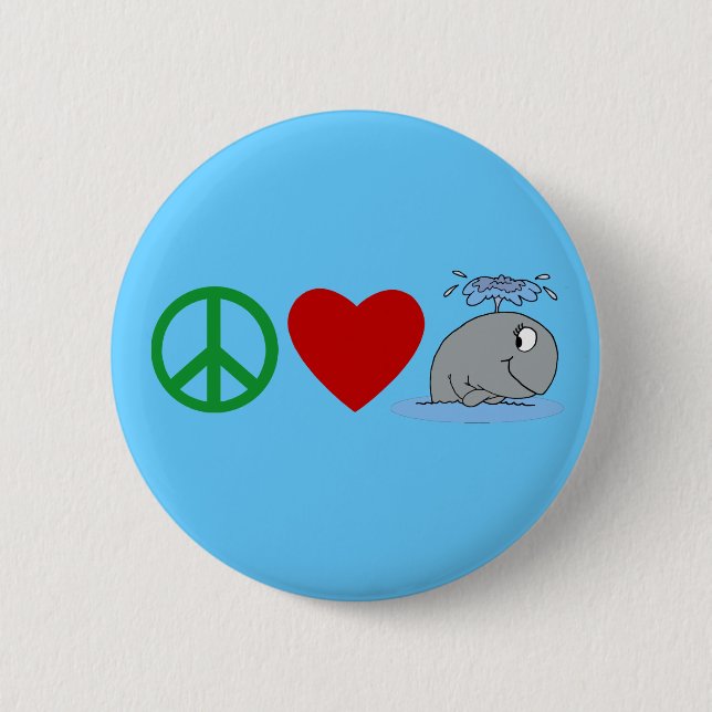 Peace Love Whales T shirts, Travel Mugs, Gifts 6 Cm Round Badge (Front)