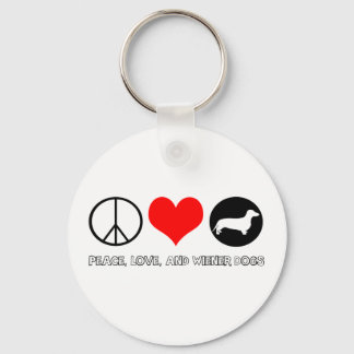 Peace, Love, & Wiener Dogs - Dachshund Key Chain