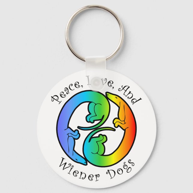 Peace, Love, & Wiener Dogs Keychain (Front)