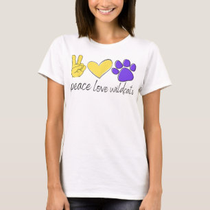 Peace Love Wildcats School Team Spirit T-Shirt