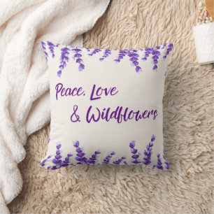 Peace, Love & Wildflowers Throw Pillow