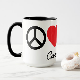 Peace, Love, Wine and Cats Personalised Mug