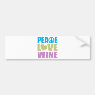 Peace Love Wine Bumper Sticker