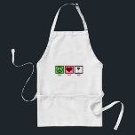 Peace Love Wine Standard Apron<br><div class="desc">I heart wine. The perfect gift for a wine lover,  besides wine.</div>