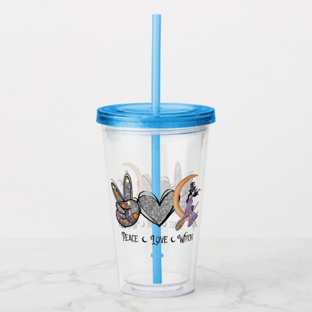 Peace,  Love, Witch Acrylic Tumbler (Front)