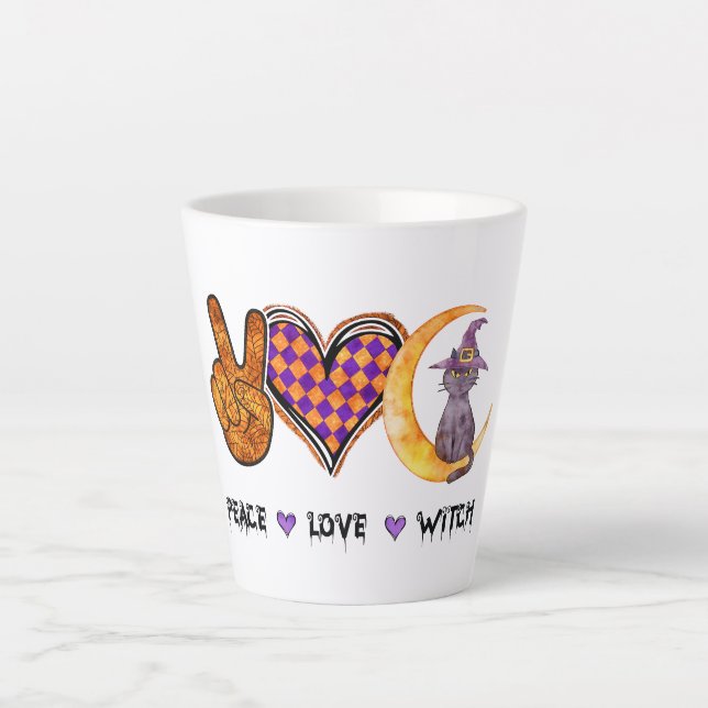 Peace Love Witch – Halloween Design Latte Mug (Front)