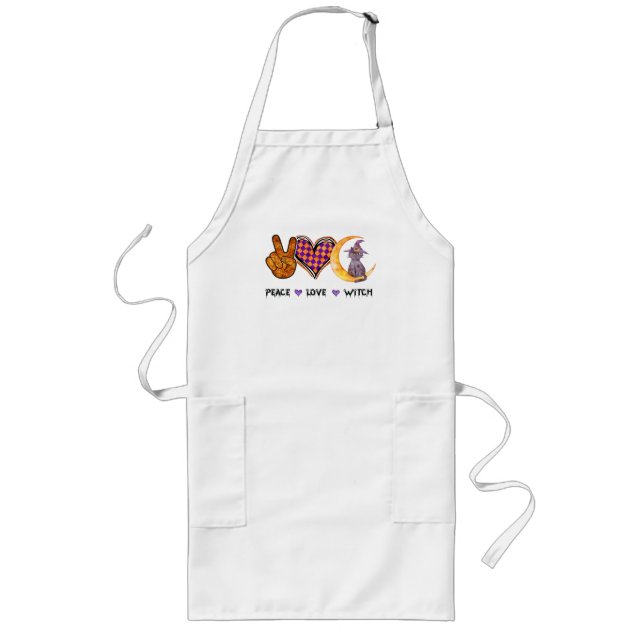 Peace Love Witch – Halloween Design Long Apron (Front)