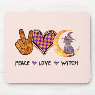 Peace Love Witch – Halloween Design Mouse Mat