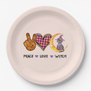 Peace, Love, Witch Paper Plate