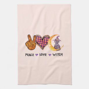 Peace, Love, Witch Tea Towel