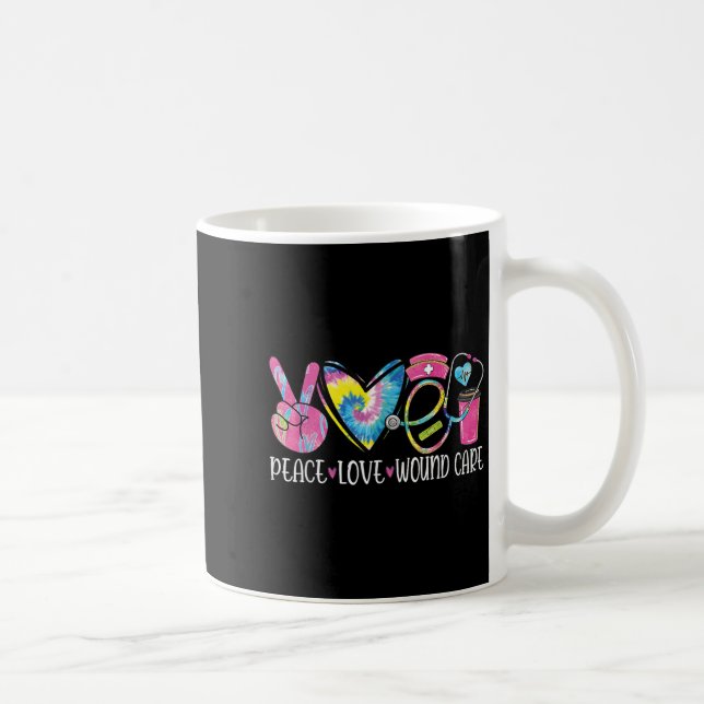 Peace Love Wound Care Nurse Nursing Heart Stethosc Coffee Mug (Right)