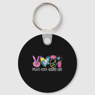 Peace Love Wound Care Nurse Nursing Heart Stethosc Key Ring