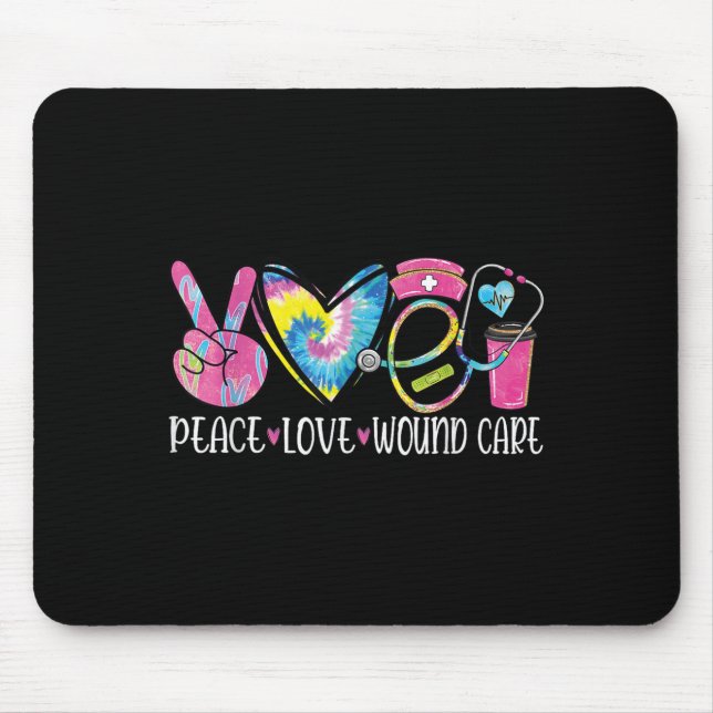 Peace Love Wound Care Nurse Nursing Heart Stethosc Mouse Mat (Front)