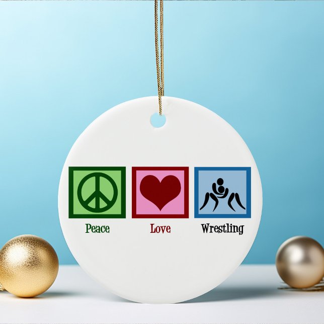Peace Love Wrestling Team Christmas Ceramic Tree Decoration (Creator Uploaded)