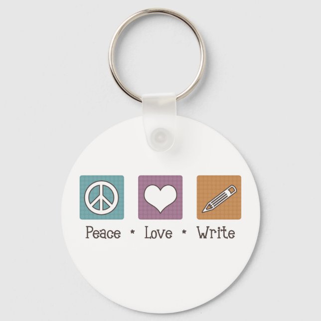 Peace Love Write Key Ring (Front)