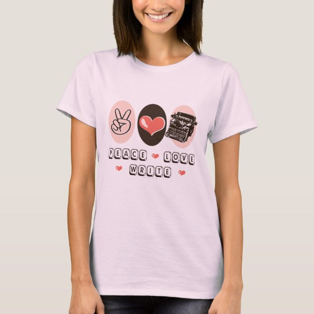 Peace Love Write Typewriter Organic T-shirt (Front)