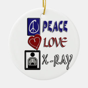 PEACE LOVE X-RAY RADIOLOGY CERAMIC TREE DECORATION