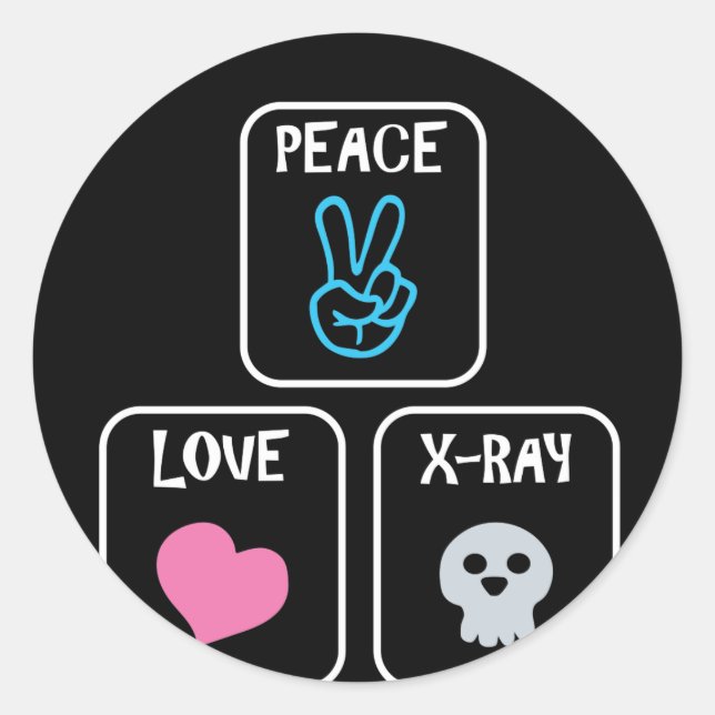 Peace Love X-Ray Radiology Tech Classic Round Sticker (Front)