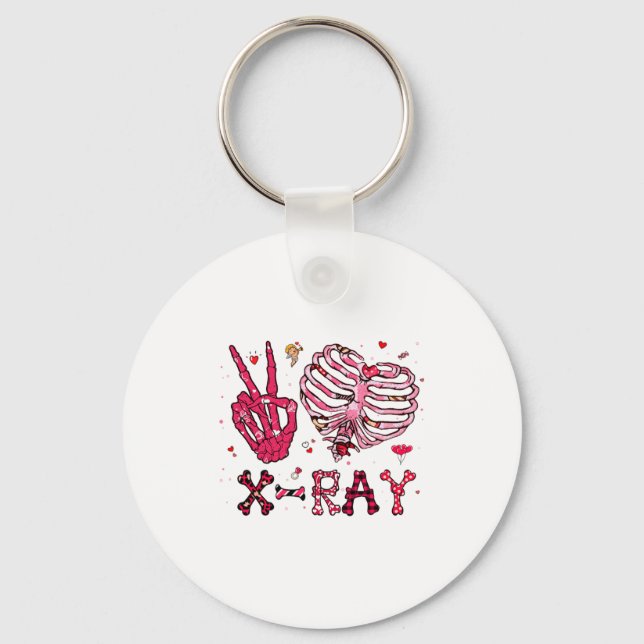 Peace Love X Ray Valentine  Key Ring (Front)
