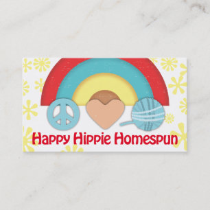 Peace love yarn rainbow knitting crochet homespun business card