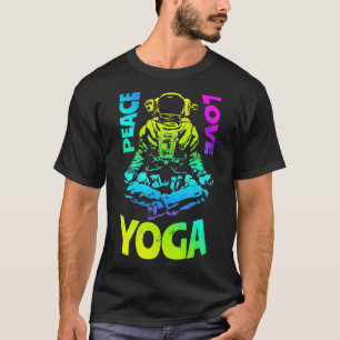 Peace Love Yoga Astronaut Namaste Zen Meditation L T-Shirt