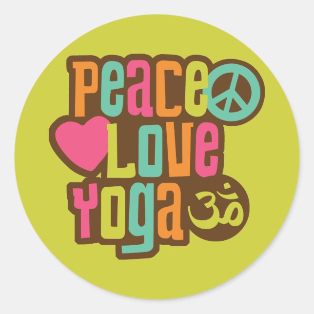 Peace Love Yoga Classic Round Sticker (Front)