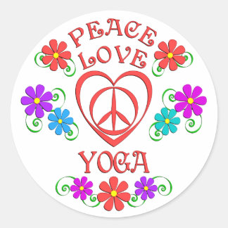 Peace Love Yoga Classic Round Sticker