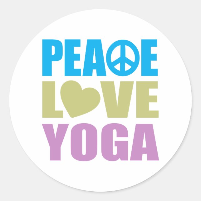 Peace Love Yoga Classic Round Sticker (Front)
