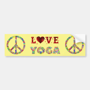 Peace Love Yoga Colourful Spiritual Bumper Sticker