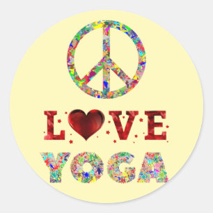 Peace Love Yoga Colourful Spiritual Classic Round Sticker