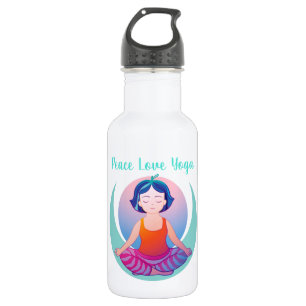 Peace Love Yoga girl meditation in space 532 Ml Water Bottle