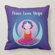 Peace Love Yoga girl meditation in space