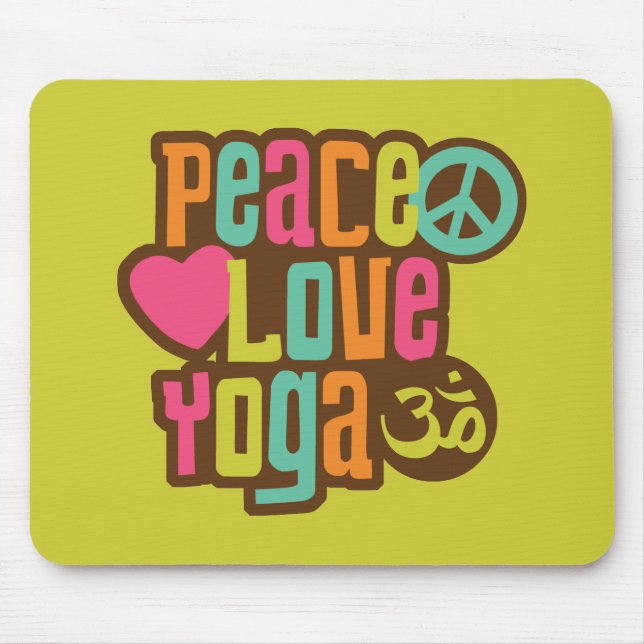 Peace Love Yoga Mouse Mat (Front)