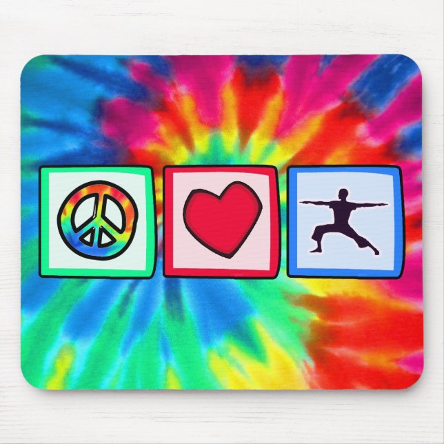 Peace, Love, Yoga Mouse Mat (Front)