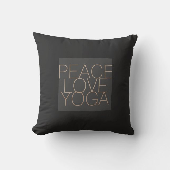 peace love yoga quote pillow on grey (Front)