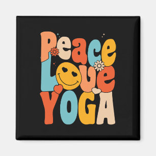 Peace Love Yoga Retro Yoga Moms Yoga Grandma Magnet