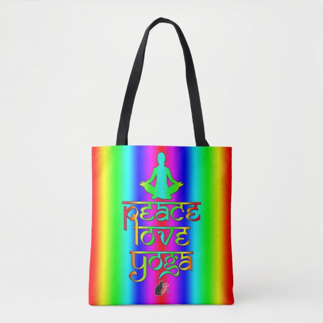 Peace Love Yoga Tote Bag (Front)