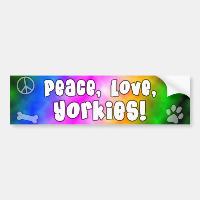 Peace Love Yorkies Bumper Sticker (Front)