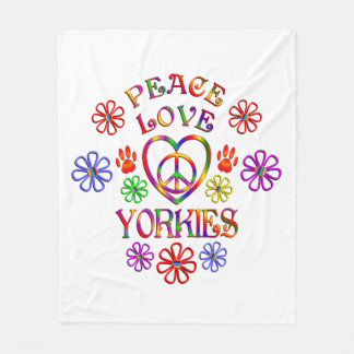 Peace Love Yorkies Fleece Blanket