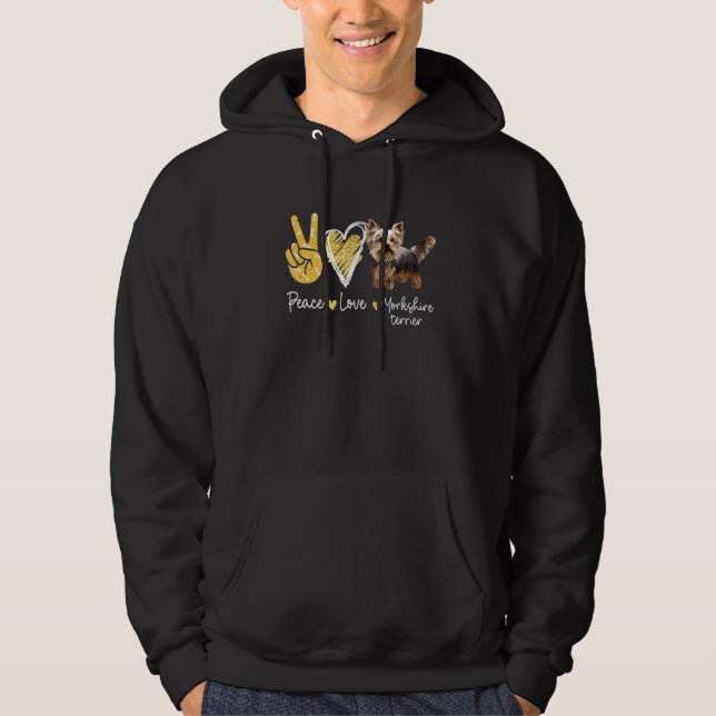 Peace Love Yorkshire Terrier Dog Hoodie (Front)