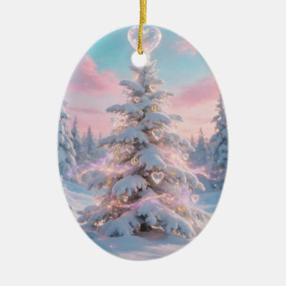 Peace & Love Yuletide Season Card Ceramic Tree Decoration