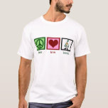 Peace Love Zombies T-Shirt<br><div class="desc">Cute zombie gift featuring a man walking around dead. I love zombie movies and tv shows.</div>