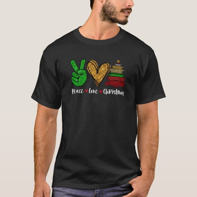 Peace Lover Chrismtas Peace Sign Christmas Tree Br T-Shirt (Front)