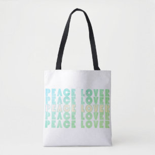 Peace Lover Minimalist & Uplifting QuoteTypography Tote Bag